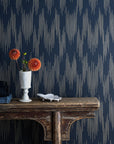 Wallpaper Ikat - Midnight Blue 13-84