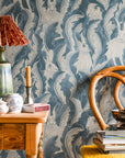 Wallpaper Hares in Hiding - Smokey Blue