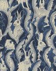 Wallpaper Hares in Hiding - Dark Denim