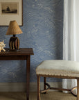 Wallpaper Plenty more Fish - Washed Denim NEW COLOURWAY!