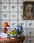 Wallpaper Rose - Delft blue