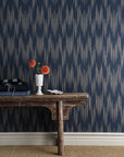 Wallpaper Ikat - Midnight blue