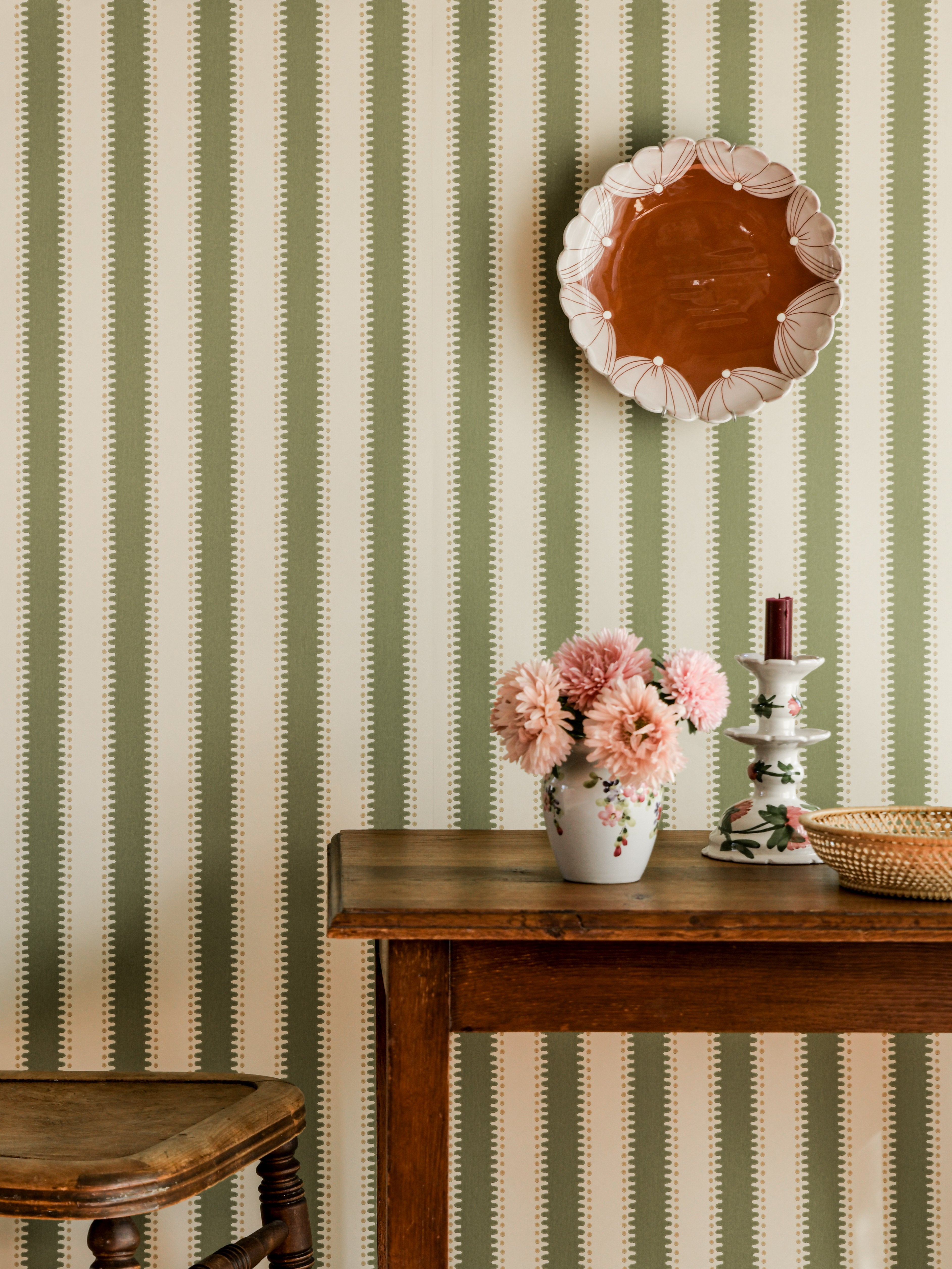 る*ん様 2000s archive HAMNETT Striped long Wallpaper Jagged Stripe - Leaf Green – Långelid Von Brömssen