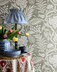 Wallpaper Cornucopia - Khaki green