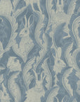 Wallpaper Hares in hiding - Smokey blue