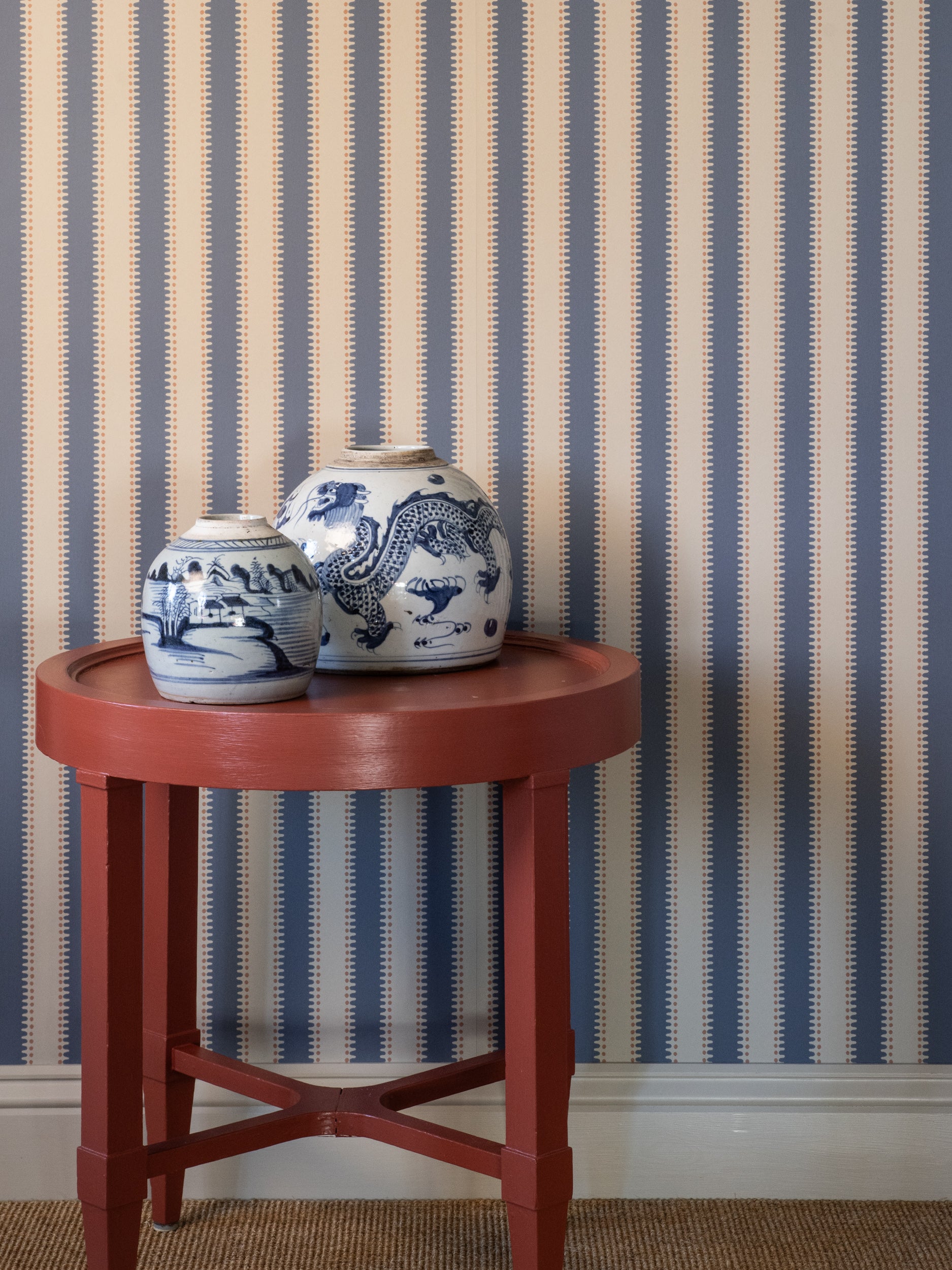 Wallpaper Jagged Stripe - Denim – Långelid Von Brömssen