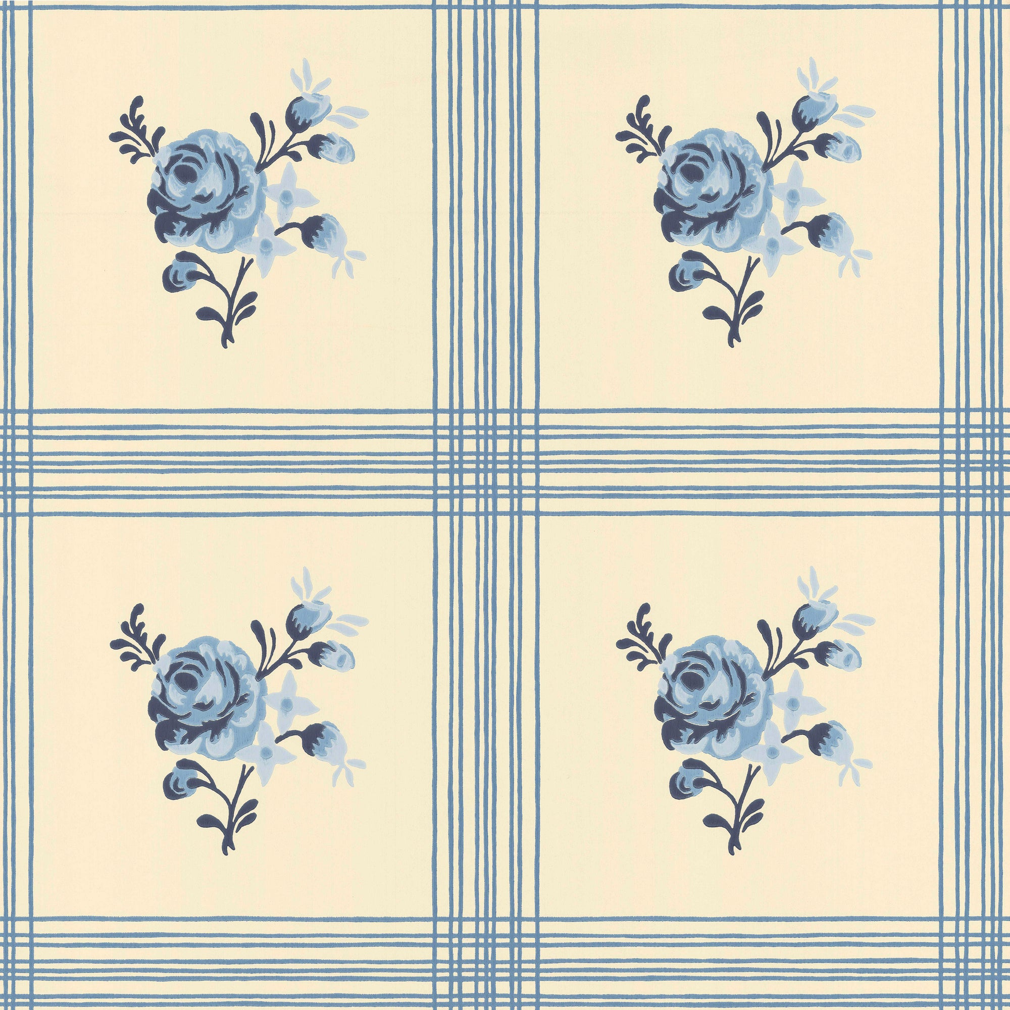 Wallpaper Rose - Delft blue